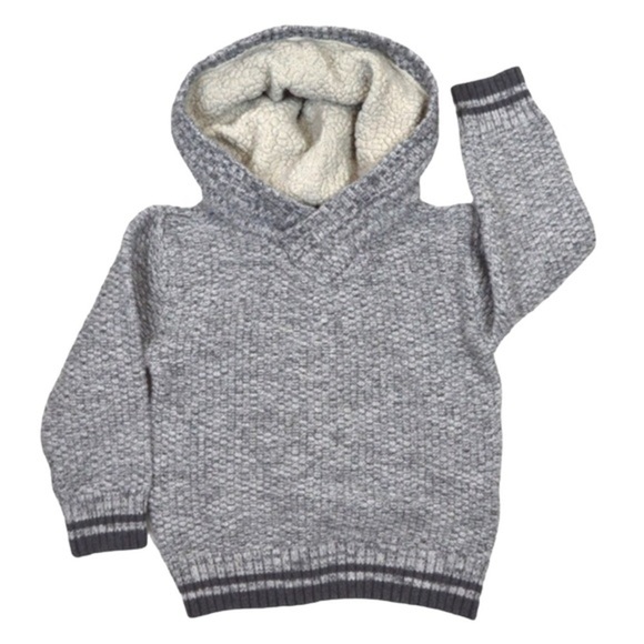 Cat & Jack Thick Chunky Knit Sherpa Lined Hood Sweater Pullover - Picture 1 of 6